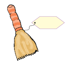 A broom with a blank price label attached to it.