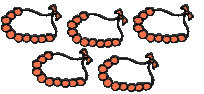 There are five necklaces formed by ten beads each.