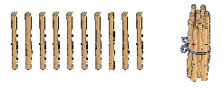 A stick followed by another stick, followed by another, followed by another, followed by another and two more sticks, then two sticks and then one more.  Also, after that, there is a bundle of ten sticks tied together.