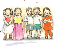 कुछ लड़के व लड़कियाँ । 