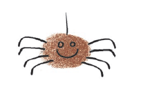 अंगूठे की छाप से एक मकड़ी बनी है। 