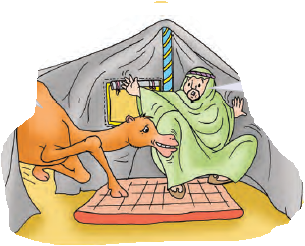 ऊंट आदमी से पूछता है कि क्या वह तंबू के अंदर आ सकता है और वह आदमी जवाब देता है कि तम्बू उन दोनों के लिए बहुत छोटा है।