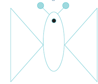 दो त्रिभुजों और एक अंडाकार आकृति को मिलाने से बनी एक आकृति। 