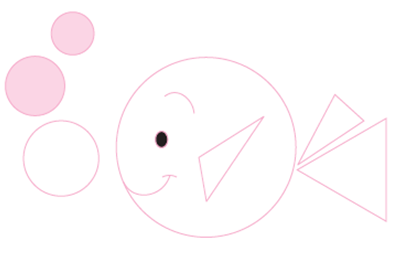 वृत्तों और त्रिभुजों को मिलाने से बनी मछली। 