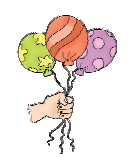 एक हाथ में तीन गुब्बारे हैं। 