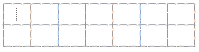 नंबर एक लिखने के लिए चौदह खाली डिब्बे दिए गए हैं। पहले बॉक्स में,  नंबर एक को जोड़ने के लिए डॉट्स दिए गए हैं। 