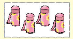 चार पानी की बोतलें। 