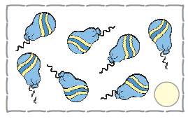 सात गुब्बारे। 