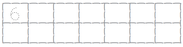 संख्या छह लिखने के लिए चौदह खाली डिब्बे दिए गए हैं। पहले बॉक्स में,डॉटस  दिए गए हैं, जिन्हें ट्रेस  कर के नंबर छह लिखना है। 