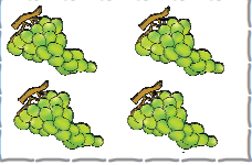 अंगूर के चार गुच्छे। 