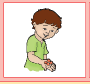 एक लड़का हाथ में चार कैंडी लिए हुए है। 