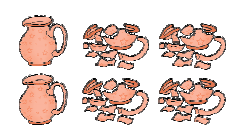 छह में से चार जग टूटे हैं। 