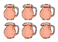 छह कटोरे हैं। 