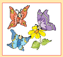 एक फूल के पास तीन तितलियाँ। 