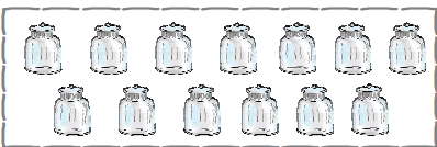 तेरह खाली जार हैं। 