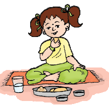 एक लड़की खा रही है 