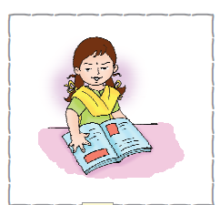 एक लड़की अपने हाथों से एक किताब की लंबाई नाप रही है। 