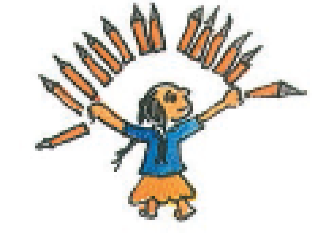 A girl and a lot of pencils.