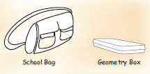 A school bag and a geometry box.