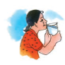 A girl is drinking water from a glass.