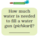There is a water gun and space is given for writing, how much water will fill it.