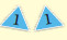 Two triangular shaped cards, number one is written on each.
