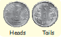 Both the sides of one rupee coin are shown. The side on which there is the National emblem is the heads and the side with number one is tails.