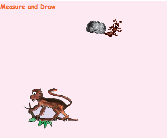 There is a stone and an ant drawn on one corner of the box and a monkey one at the base of the box. 