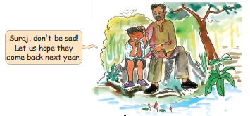 A man is telling a boy, not to be sad and to hope that they will come back next year.