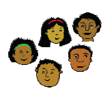 Faces of two girls and three boys.