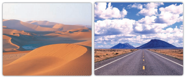 एक रेगिस्तान और  एक सड़क । 