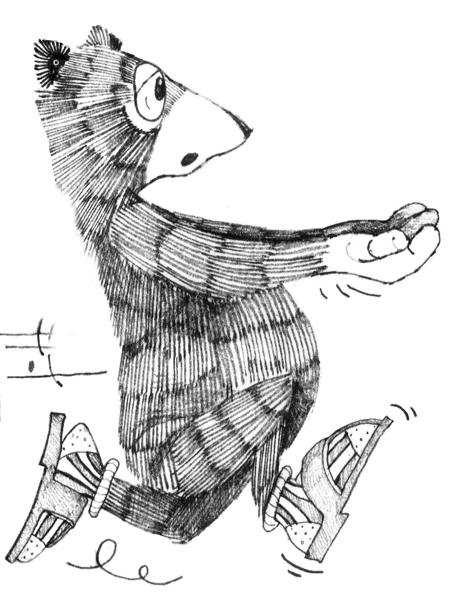 भालू अपने दोनों हाथ फैलाए हुए।