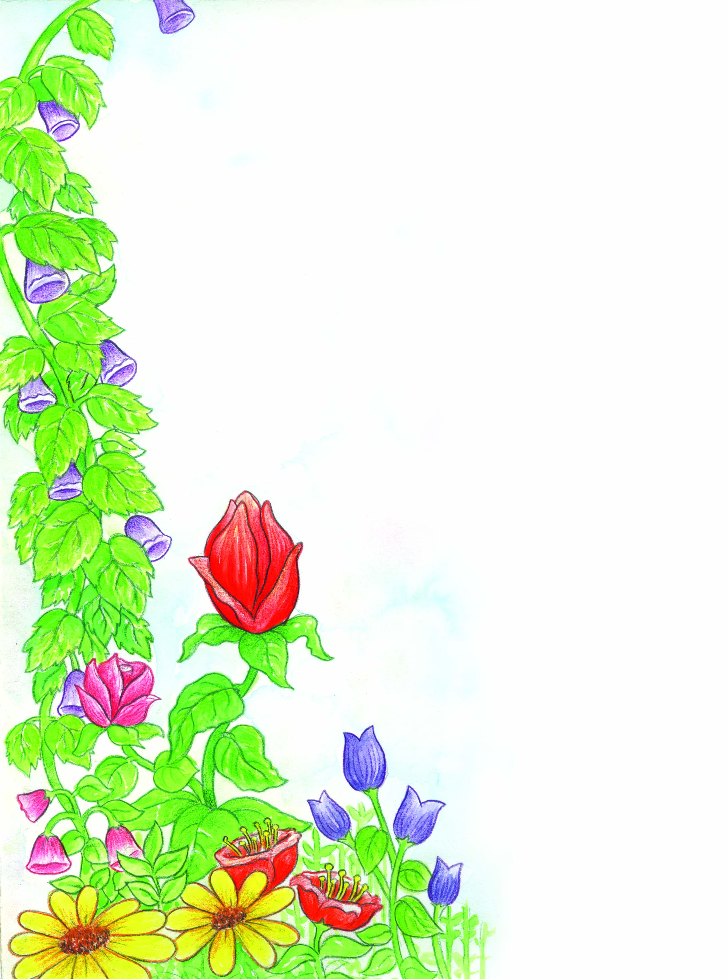 फूलों की डालियाँ और हर एक डाली पर लगी  है एक कली ।