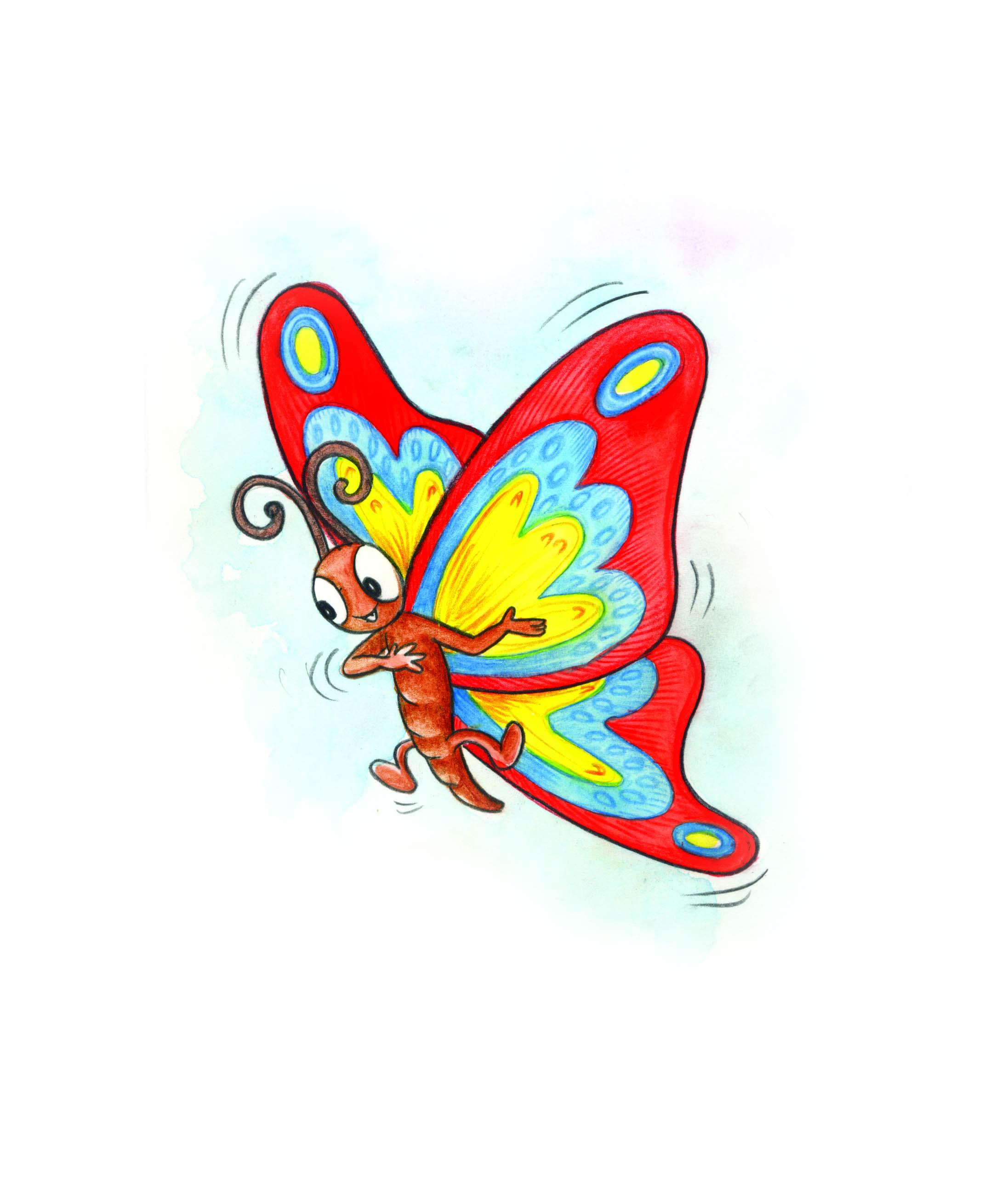 एक रंग बिरंगी तितली।