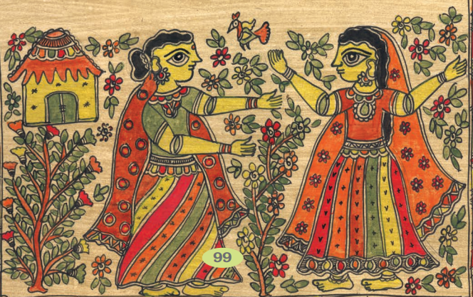 दोन केसवाली लड़की और उसकी माँ। 