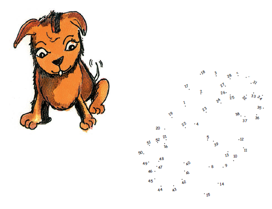 एक कुत्ता है और इक्कीस से बावन तक कुछ बिंदुओं को जोड़ना है। 