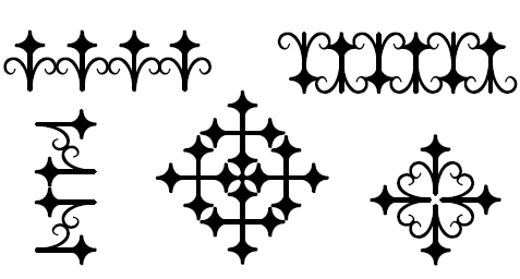 पांच अलग-अलग पैटर्न दिए गए हैं, जिनमें से चार ऊपर दी गई आकृति का उपयोग करके बनाए गए हैं। 