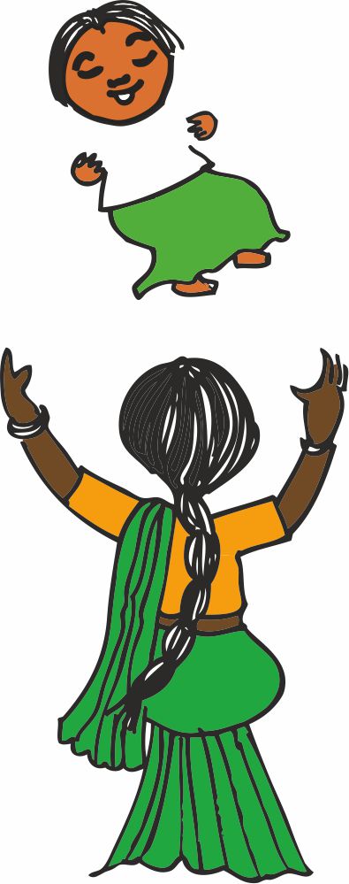 एक लड़की और एक औरत की अधूरी तस्वीर। इसे पूरा करने के लिए दिशा-निर्देश दिए गए हैं। 