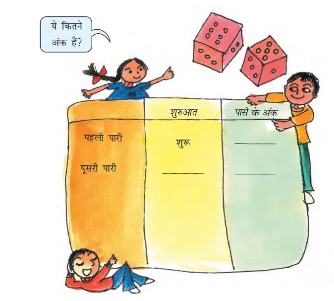 एक लड़का, एक लड़की और दो पासे रखे हैं 