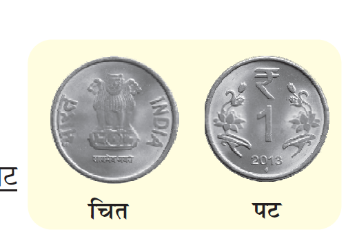 एक रुपये के सिक्के का पिछला भाग, जिस पर हमारा राष्ट्रीय चिन्ह होता है।