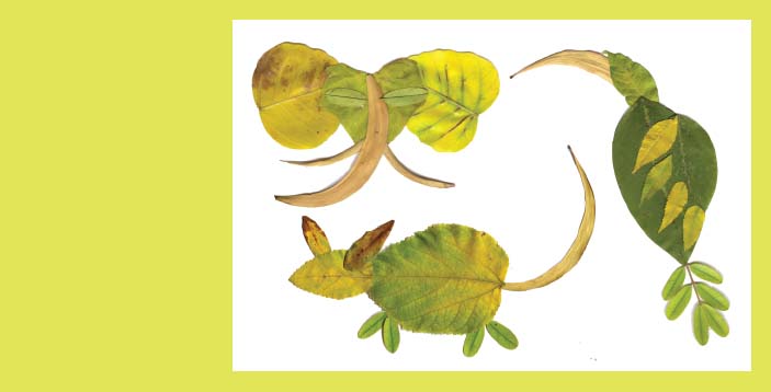 Picture of Lord Ganesha made using dry leaves.