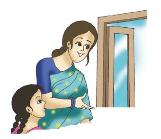 Woman explaining to her daughter.