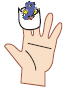 Finger puppet fixed in the finger.