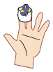 Finger puppet fixed in the finger.