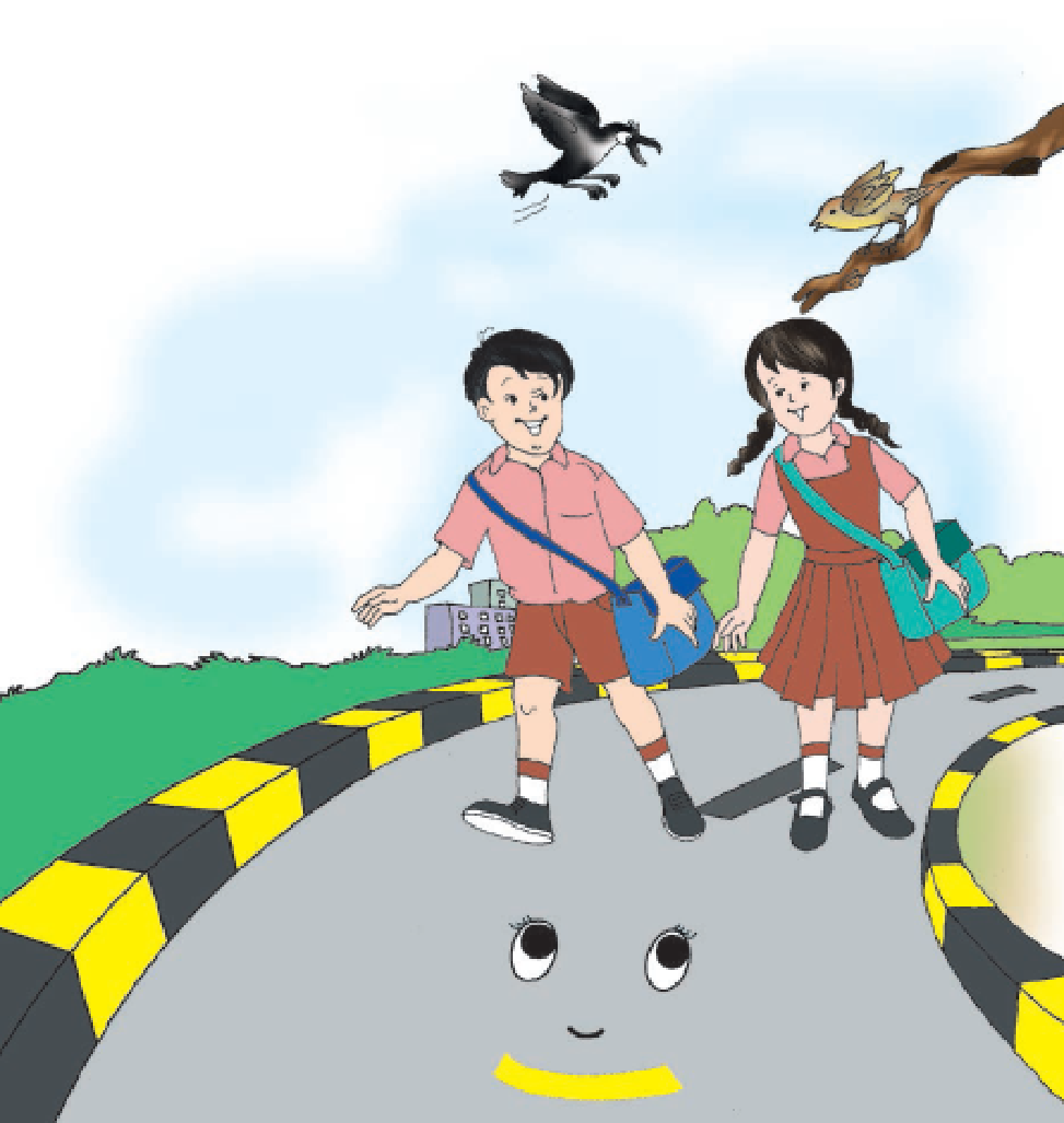 Boy and a girl going to their school.