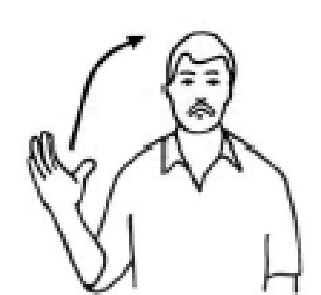 Image of a man using sign language for Sunset.