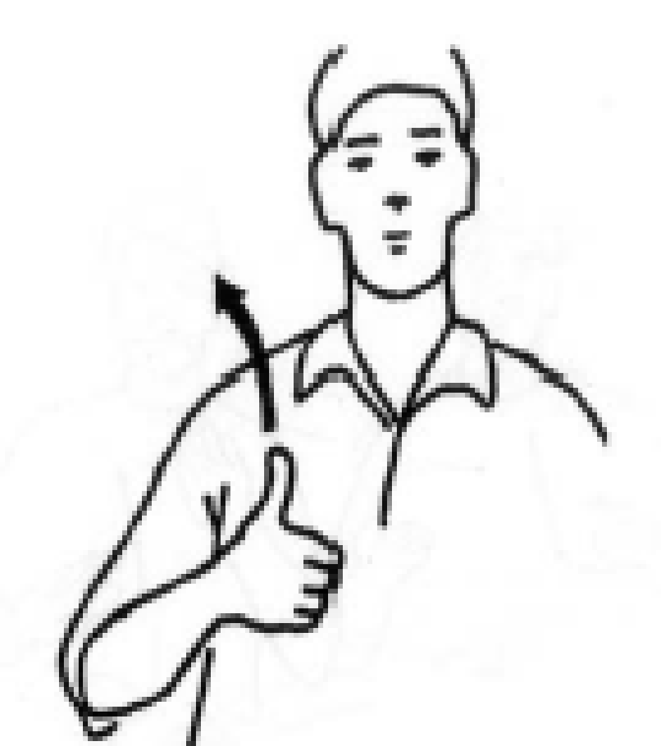 Image of a man using sign language for winning.