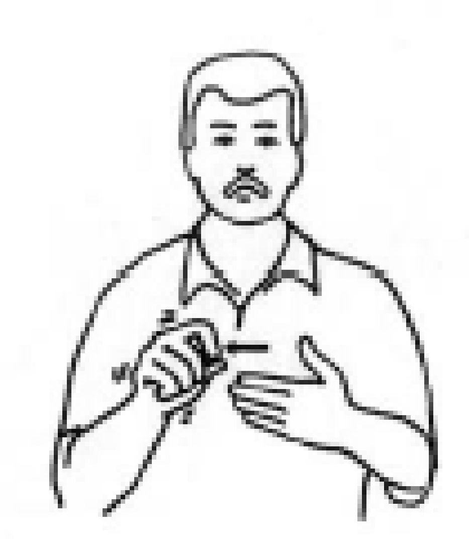 Image of a man using sign language for writing.