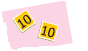Two square cards with 10 written on each.