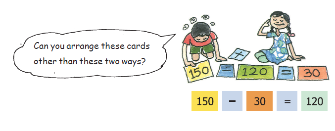 A boy and a girl arranging number cards.